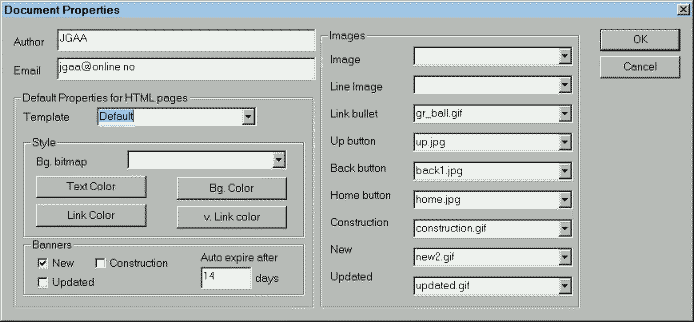 [ HTMgen32 Dokument Eigenschaften ]